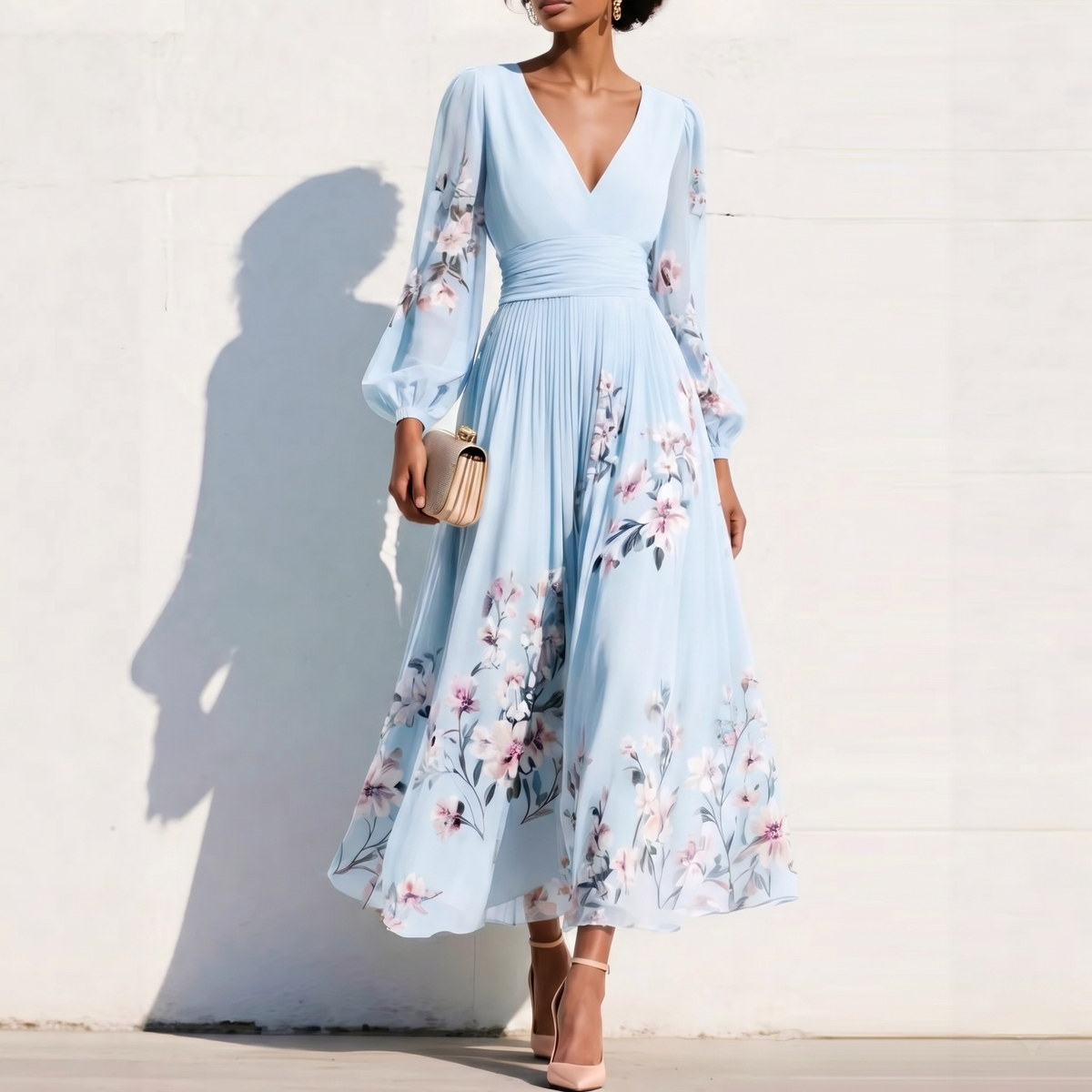 Emmeline Puff Sleeve Midi Dress