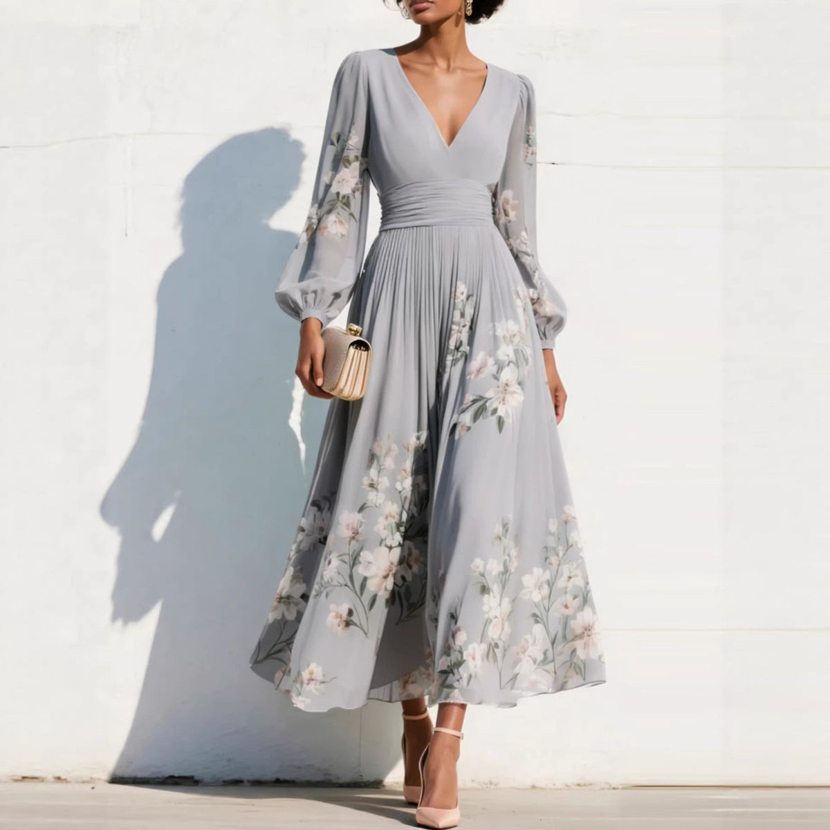 Emmeline Puff Sleeve Midi Dress