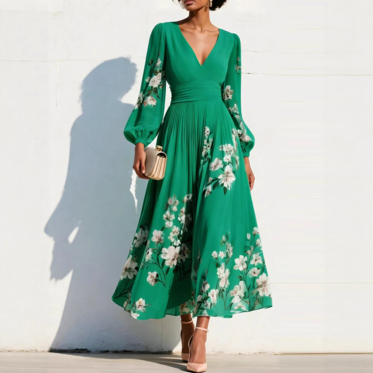 Emmeline Puff Sleeve Midi Dress