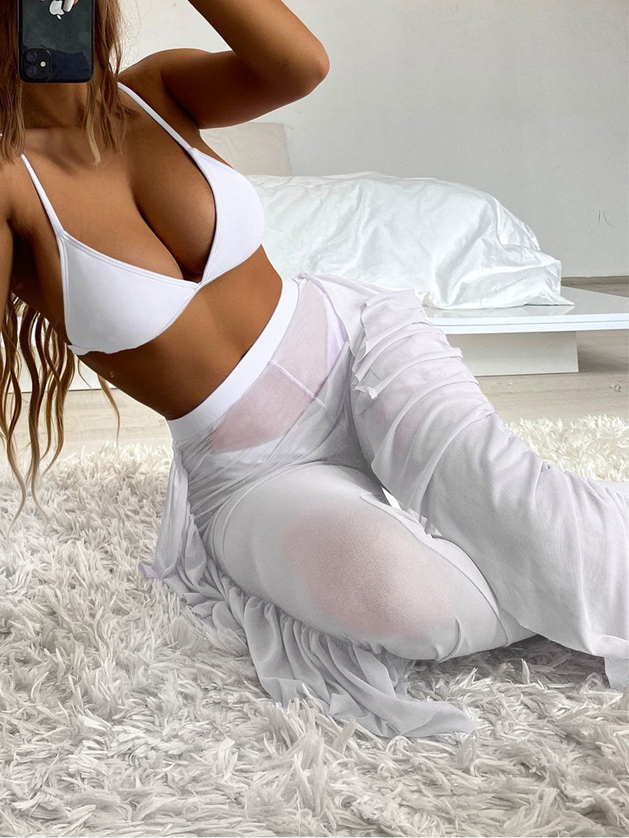 Solid Bikini Three Piece set