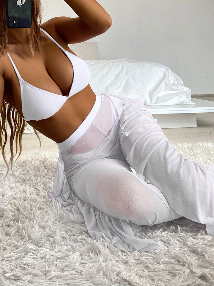 Solid Bikini Three Piece set