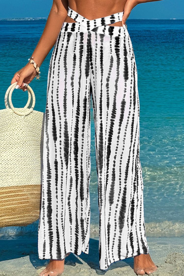 Mesh Loose Elastic Wide-Leg Pants