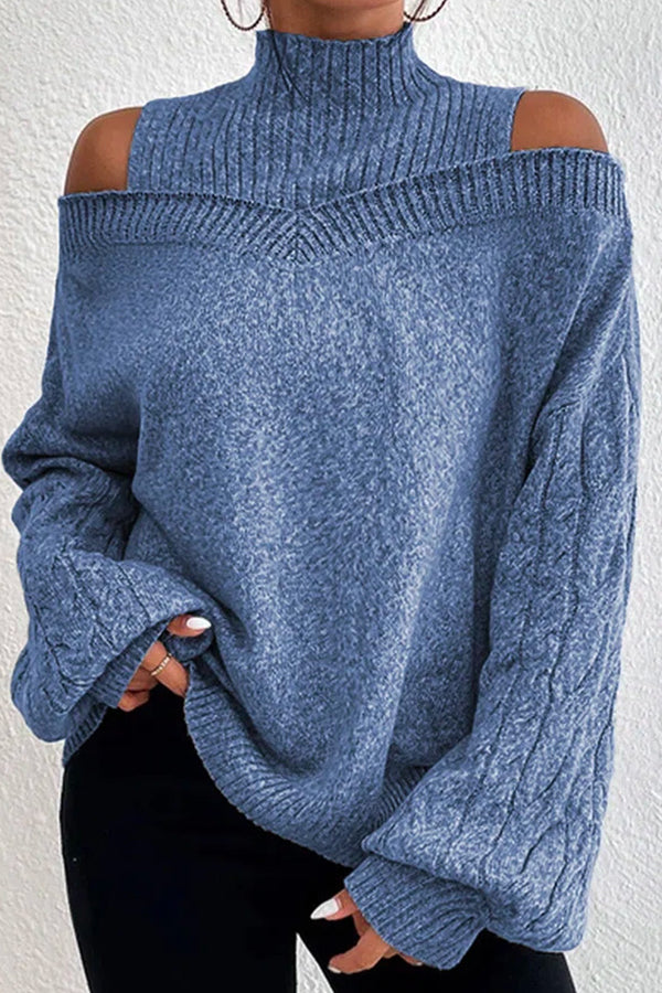 women's off shoulder turtleneck loose sweater