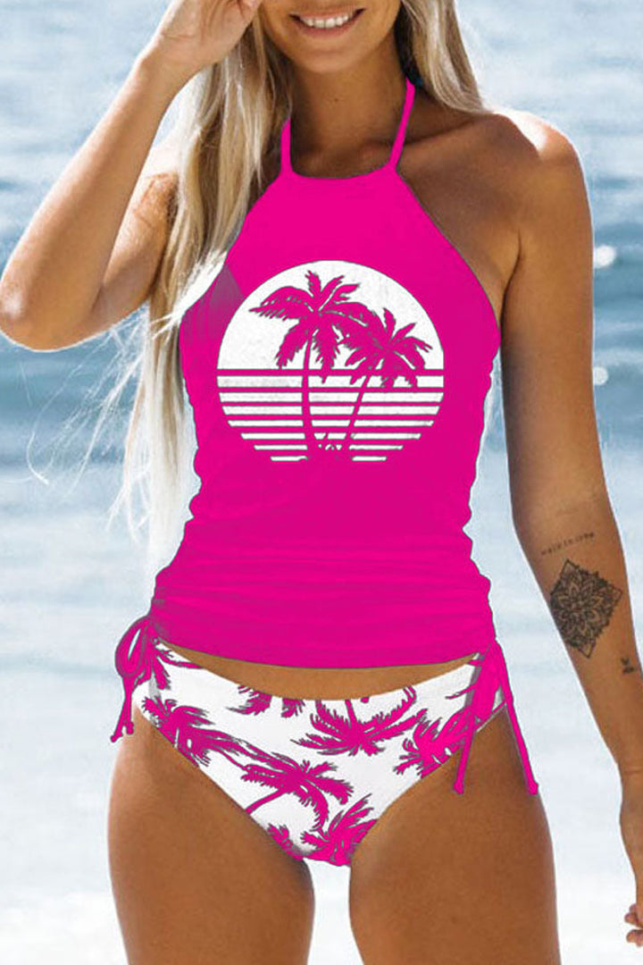 Women's Tropical Plants Print Two Piece Swimwear