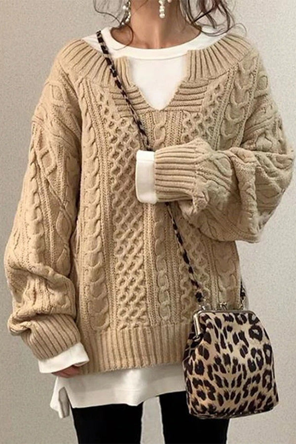 TINA | Knitted Pattern Casual Knit Sweater
