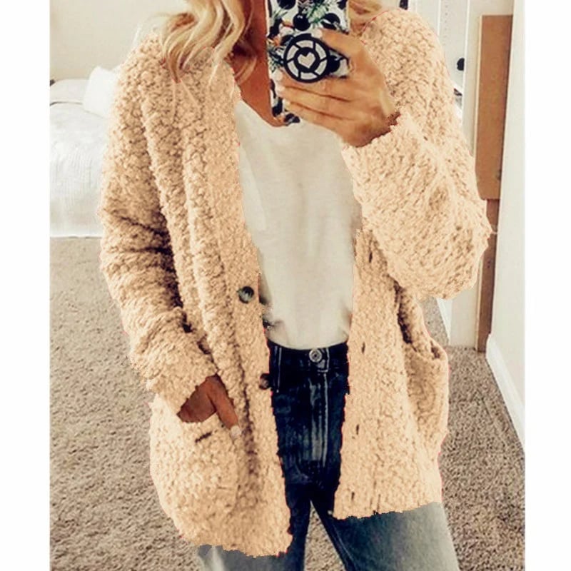 CQI Autumn And Winter Plus Size Cardigan Casual Velvet Short Jacket