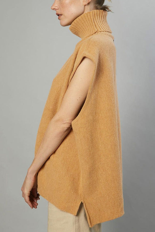 OCEAN | Turtleneck Sleeveless Top Fashion Casual Sweater