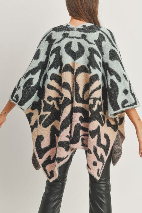 GINA | Incredibly Soft Knit Gradient Animal Print Poncho Cardigan