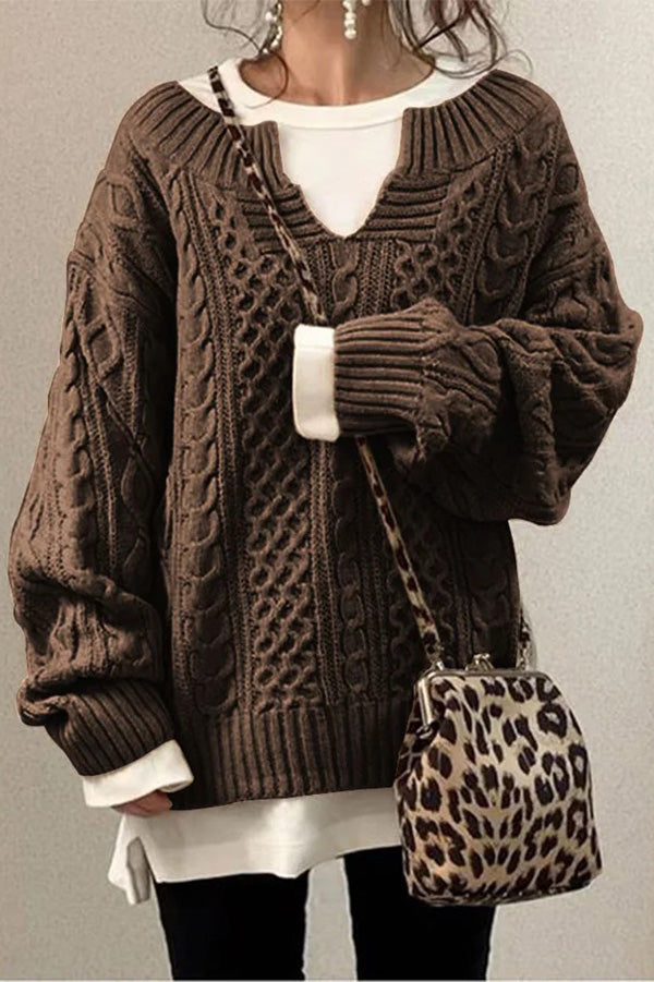 TINA | Knitted Pattern Casual Knit Sweater