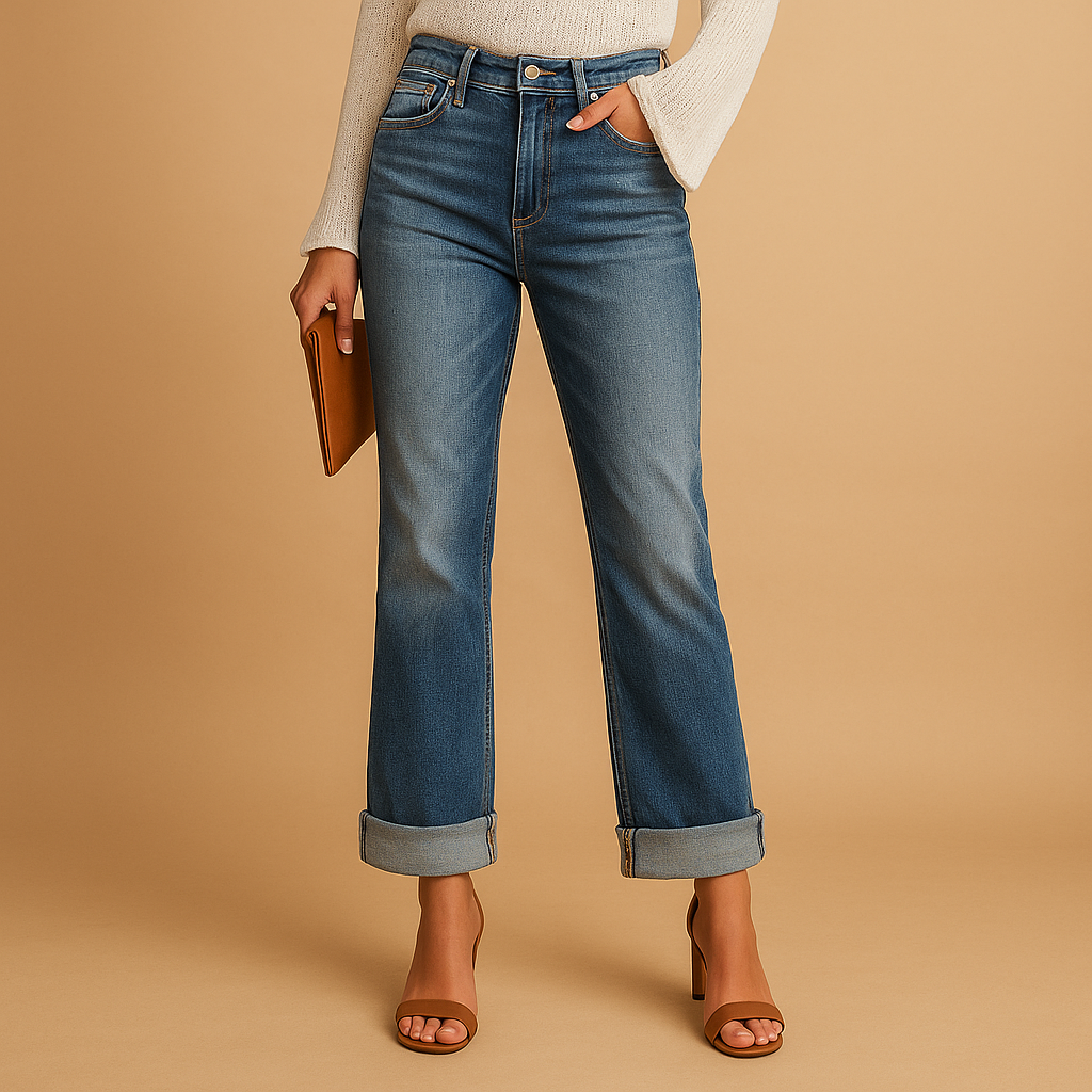 Edna Women's Casual Denim Jeans with Asymmetric Waist