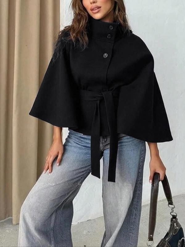 THELMAT - Front Buckle Belted Wool Cape