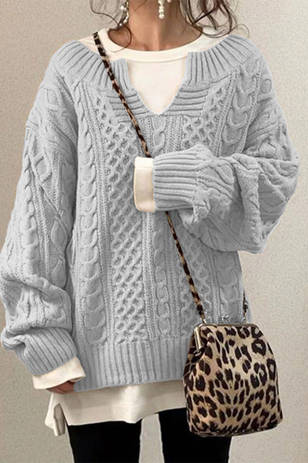 TINA | Knitted Pattern Casual Knit Sweater