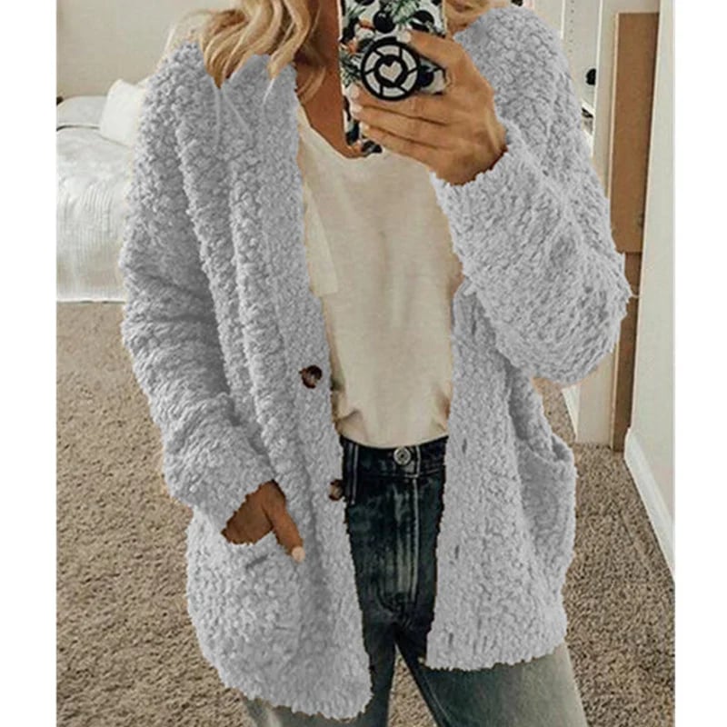CQI Autumn And Winter Plus Size Cardigan Casual Velvet Short Jacket