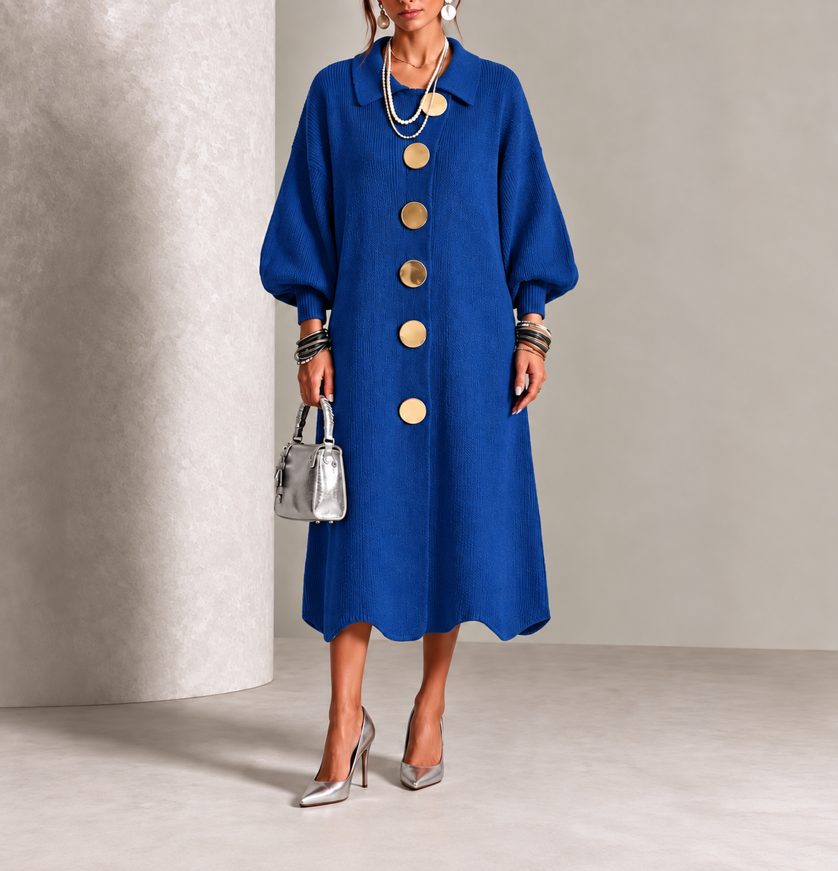 Evelyn | Elegant Button Knit Dress