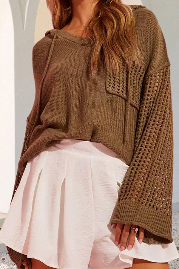 CHAMILIA | Cutout pocket pullover hooded top
