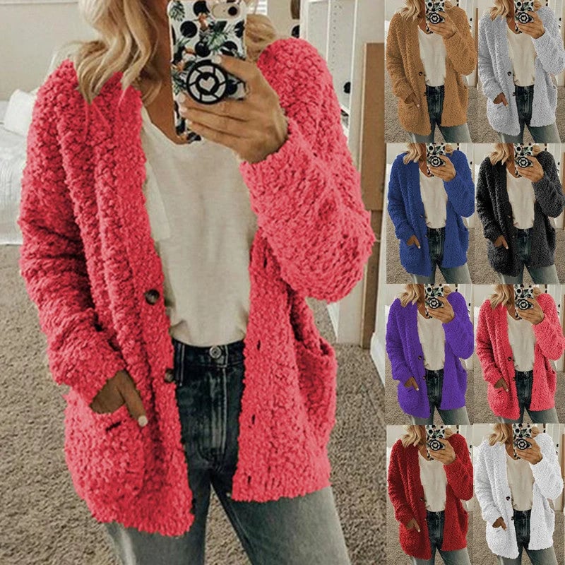 CQI Autumn And Winter Plus Size Cardigan Casual Velvet Short Jacket