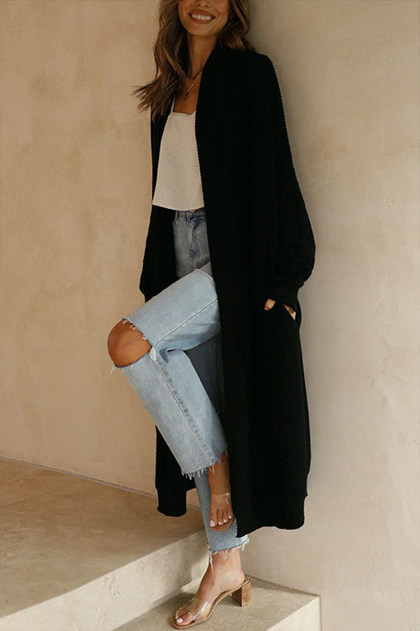 OFD | Shoulder Pocketed Long Sweater Cardigan