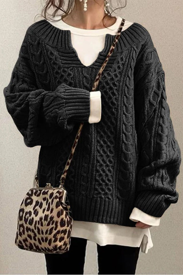 TINA | Knitted Pattern Casual Knit Sweater