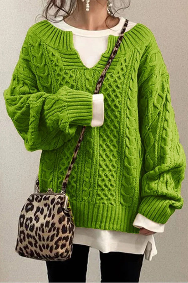 TINA | Knitted Pattern Casual Knit Sweater