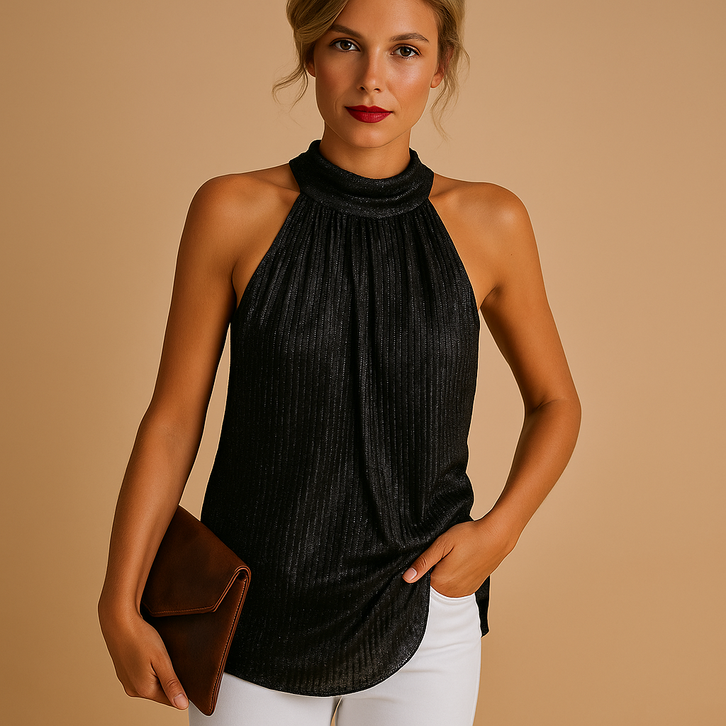 Elegant Women's Lace Top with Stylish Neckline | Elvira