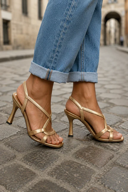 Elisabetta Elegant Golden Heeled Sandals