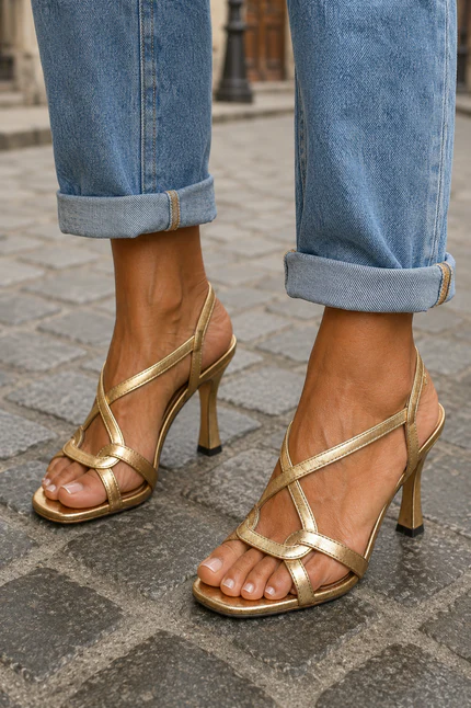 Elisabetta Elegant Golden Heeled Sandals