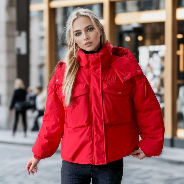 women's short pocket workwear cotton coat