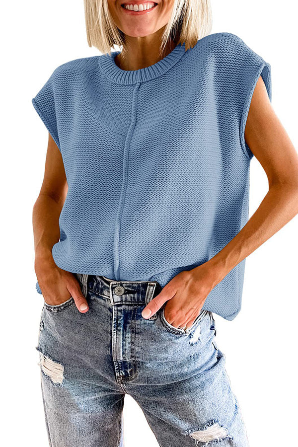 Casual round neck loose knitted pullover sweater