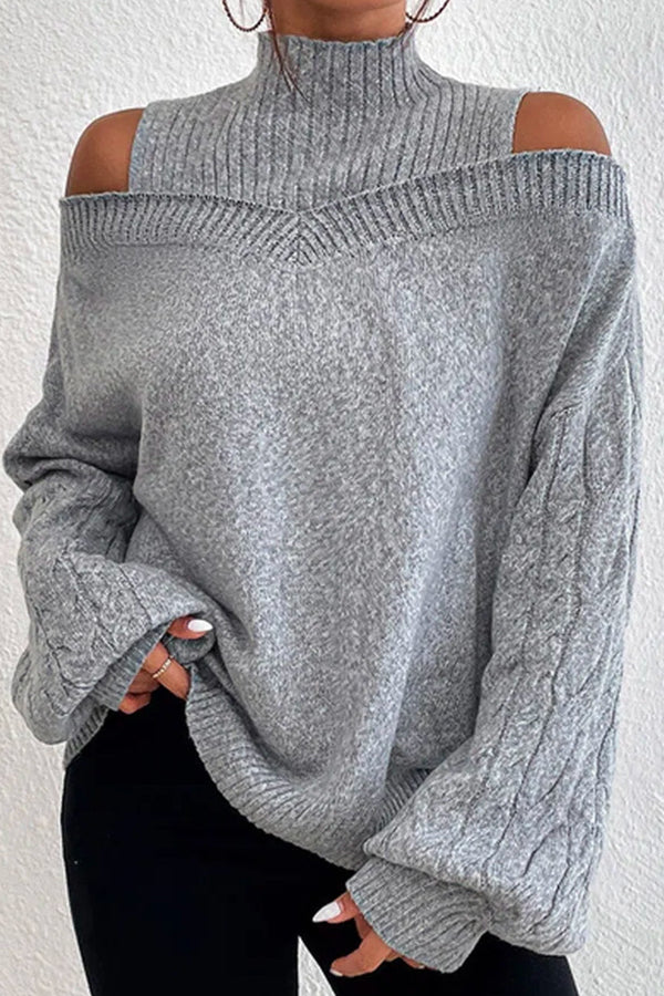 women's off shoulder turtleneck loose sweater