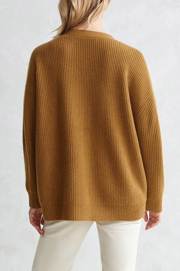 Mountain View Knit Ribbed Button Relaxed Cardigan