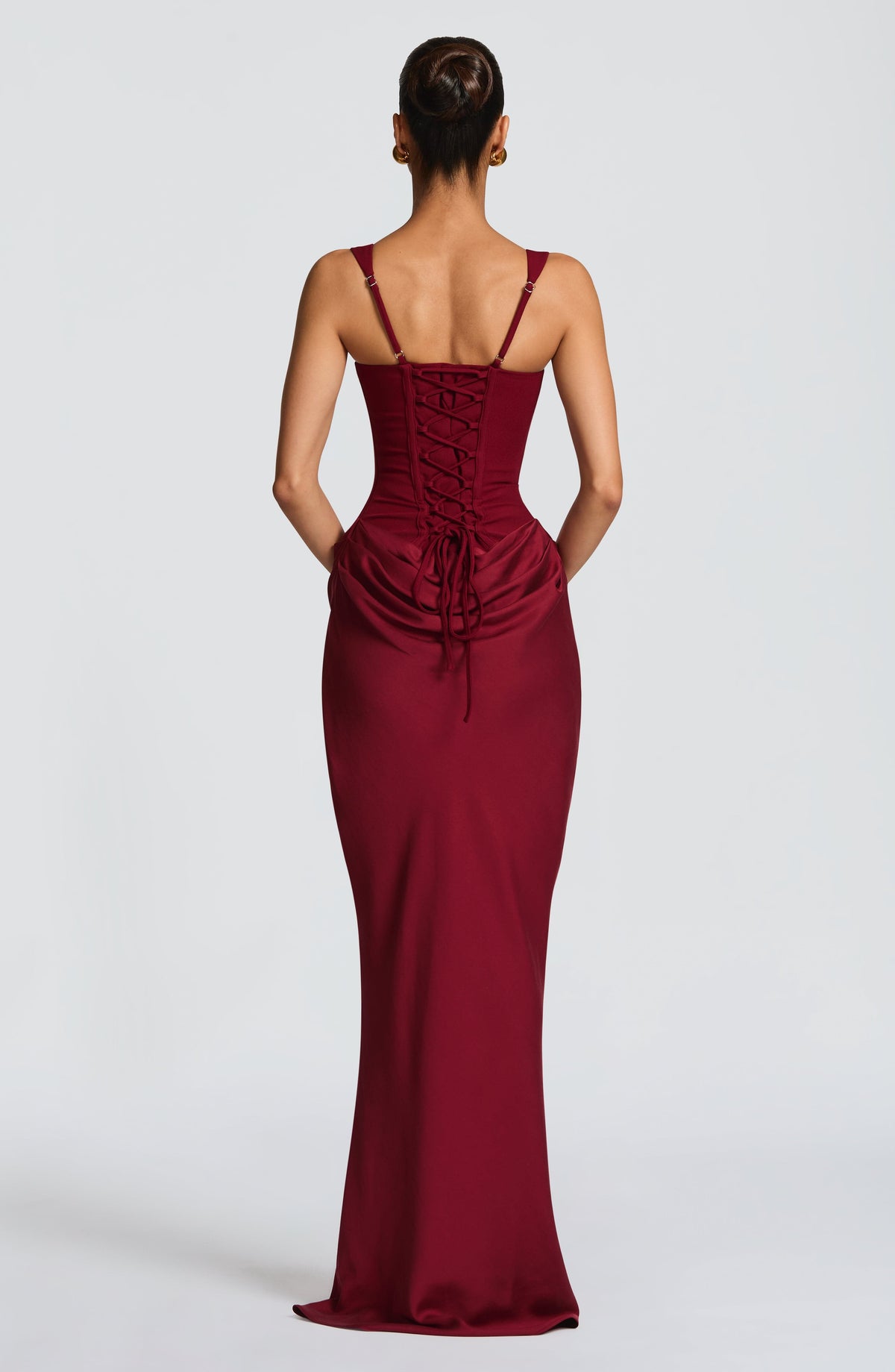 Women's Maxi Dress with Corset Top and Wide Shoulder Straps