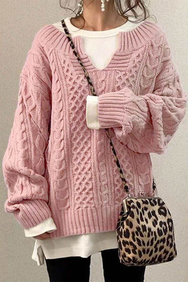 TINA | Knitted Pattern Casual Knit Sweater