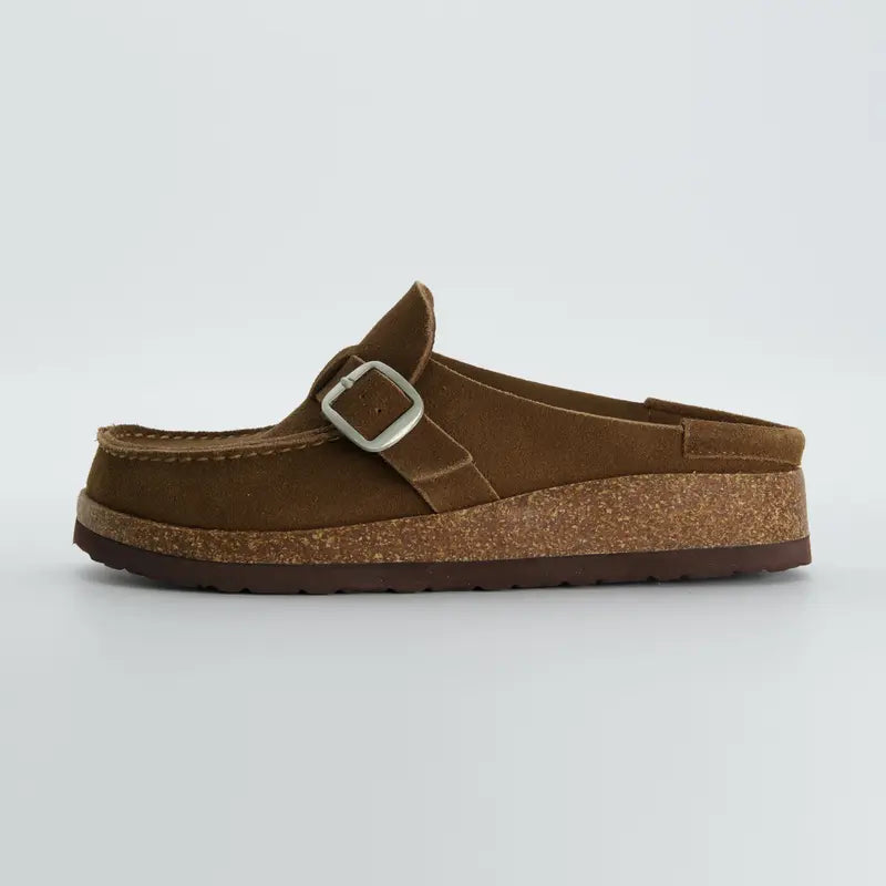 ELIZABETHT - Suede Cork Footbed Clogs Casual