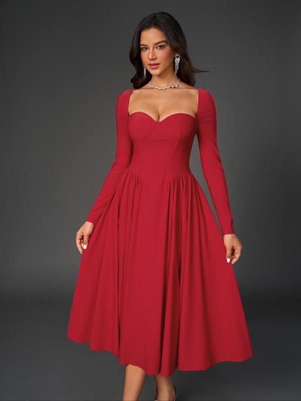 HOLLYT - Ruched Tie-Back Sweetheart Neck A-Line