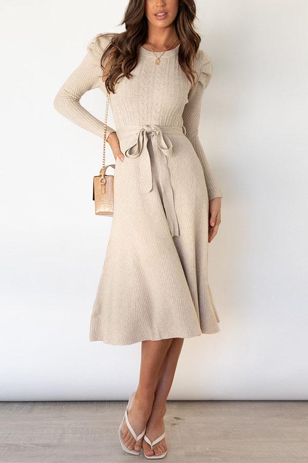 EVELYN | Bubble Long-sleeved Knitted Mid-length Dress