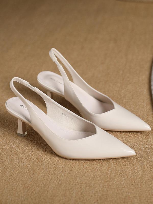 AMIRAT - PU Leather Slingback Heels Simple