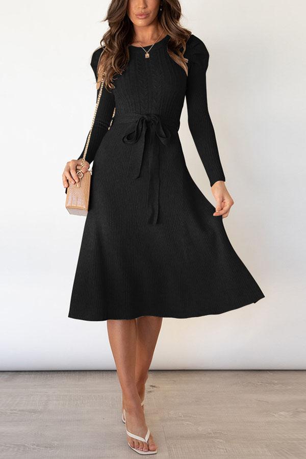 EVELYN | Bubble Long-sleeved Knitted Mid-length Dress