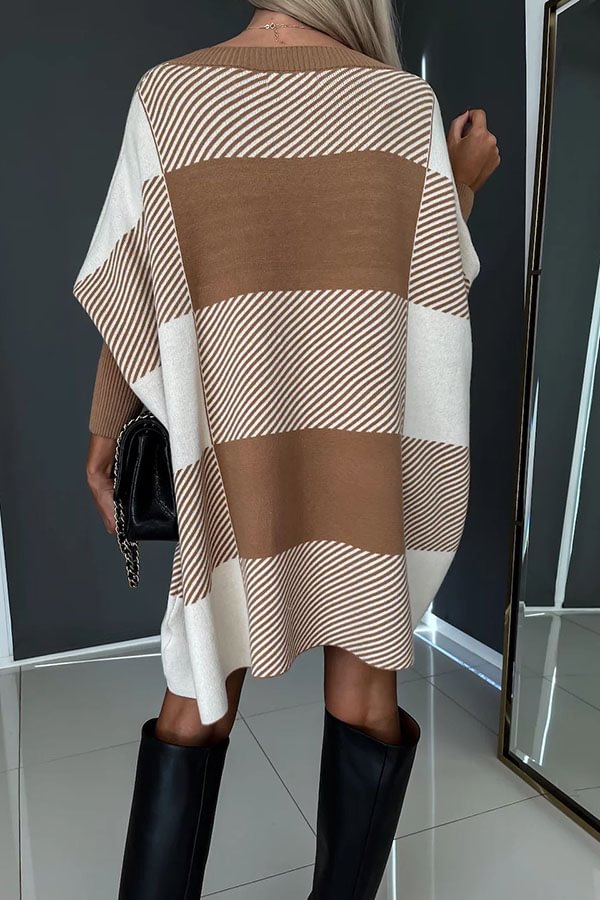 SOBHA | Color Block Plaid Cape Loose Sweater