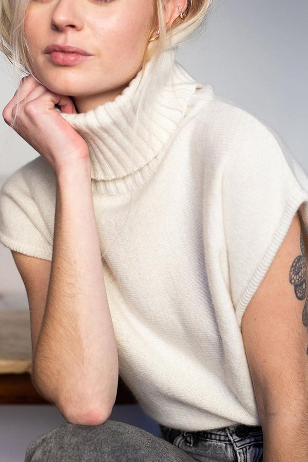 OCEAN | Turtleneck Sleeveless Top Fashion Casual Sweater