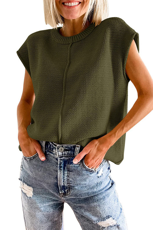 Casual round neck loose knitted pullover sweater