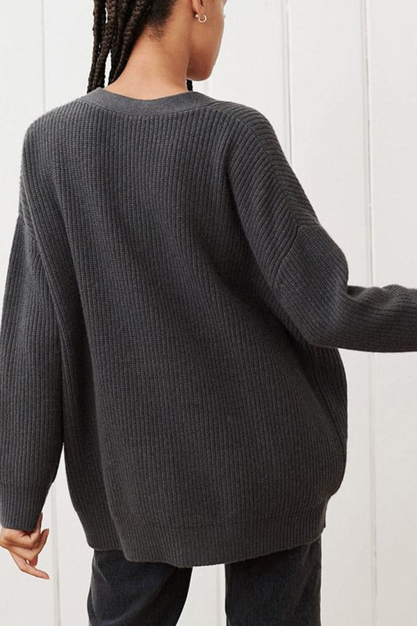Mountain View Knit Ribbed Button Relaxed Cardigan