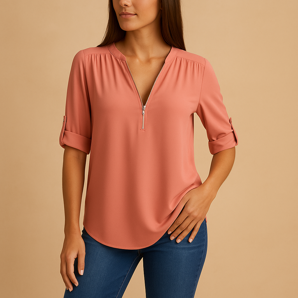 Chic V-Neck Blouse with Breathable Design for Women | Danisha