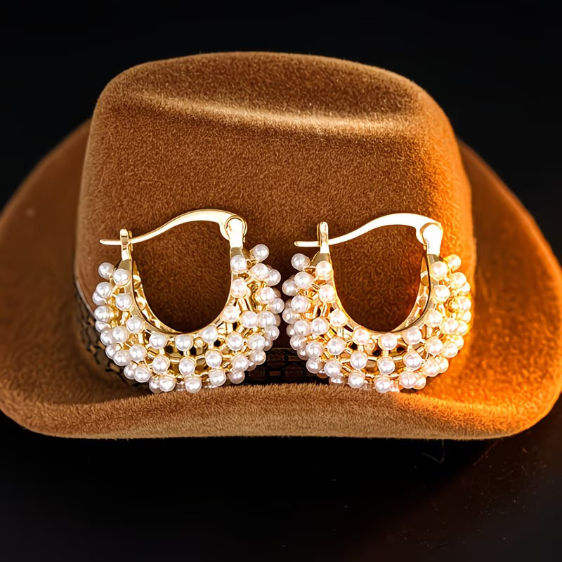 Hoop Earrings with Chunky Pearls