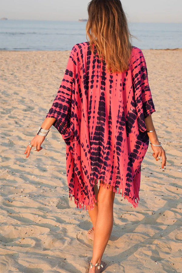 Beach vacation print tassel loose sun protection clothing