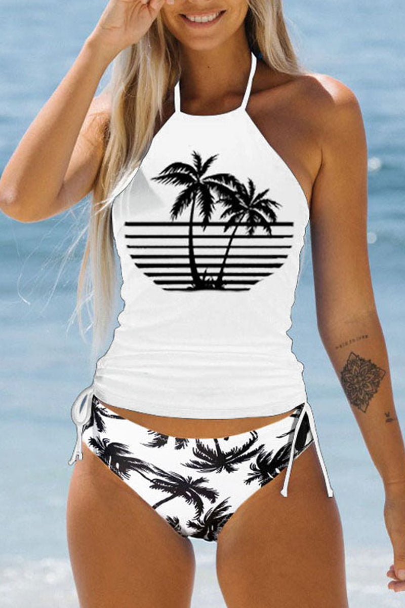Women's Tropical Plants Print Two Piece Swimwear
