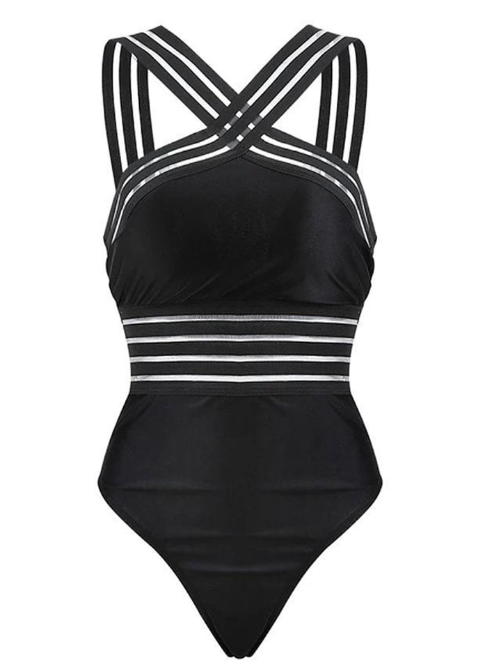 Sheer Stripe One Piece Swimsuit
