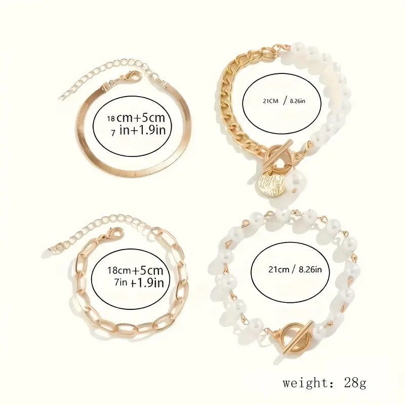 Luxury layered pearl bracelet set