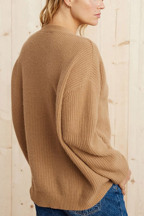 Mountain View Knit Ribbed Button Relaxed Cardigan