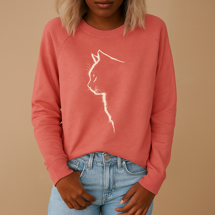 Yara Cat Print Knitted Sweater for Women
