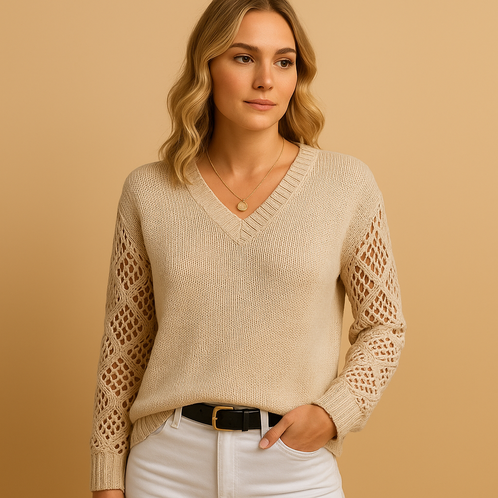Livia Openwork Pattern Knitted Sweater for Women